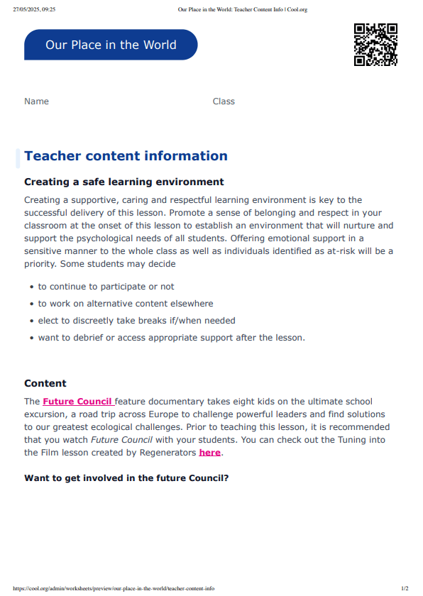Sample Worksheet