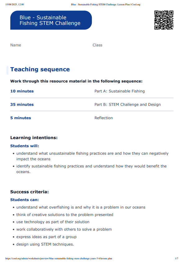 Sample Worksheet
