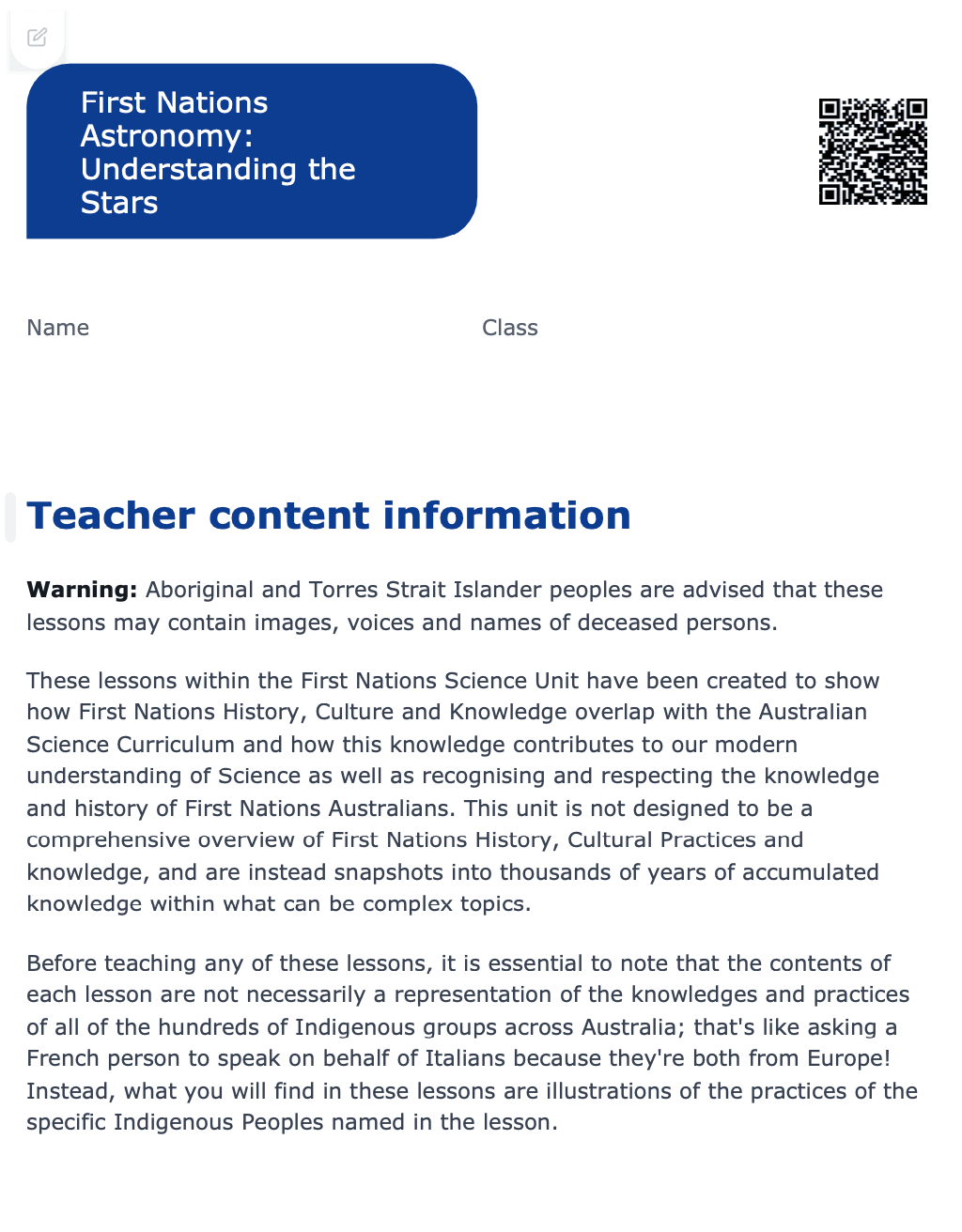Sample Worksheet