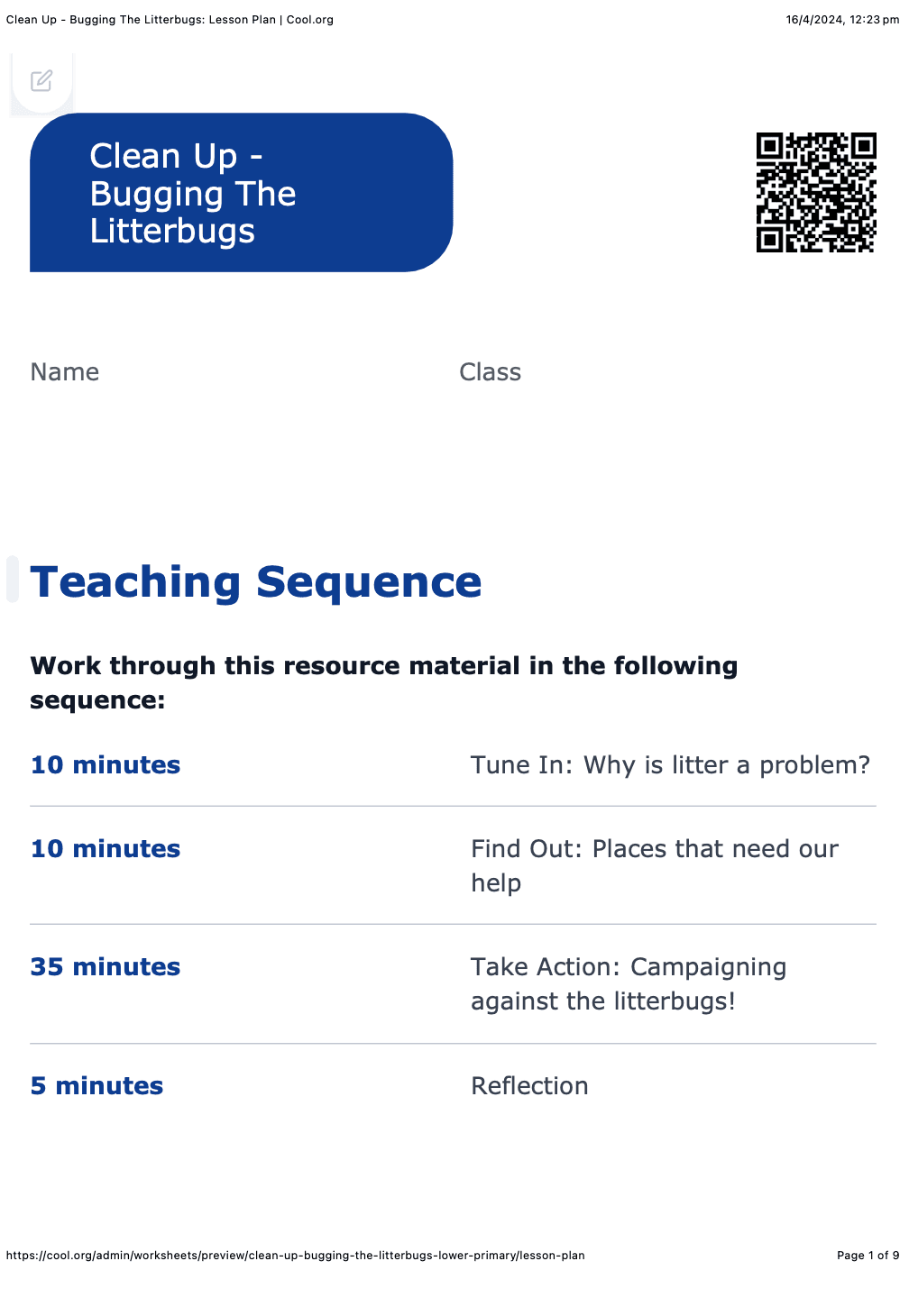 Sample Worksheet