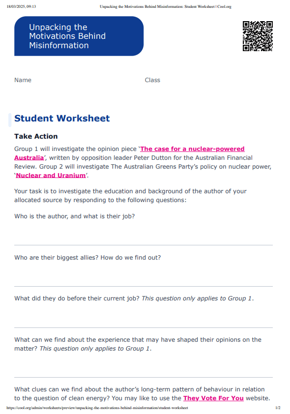 Sample Worksheet