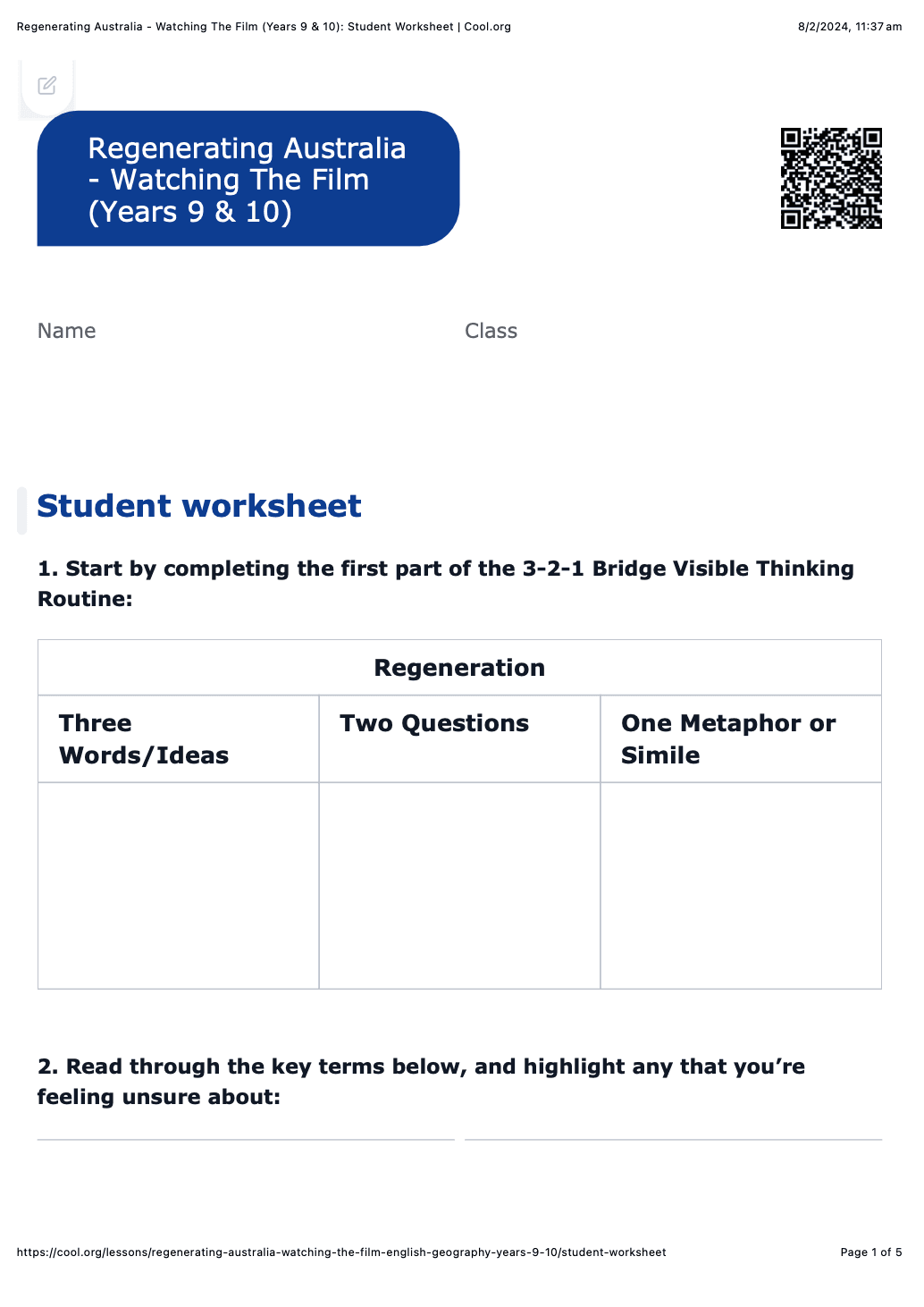 Sample Worksheet