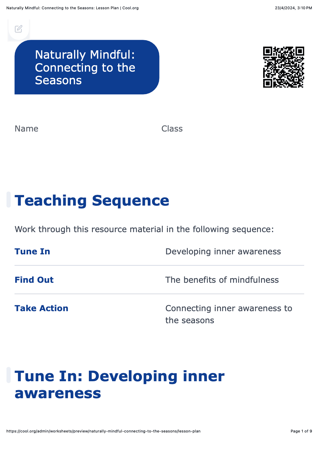 Sample Worksheet