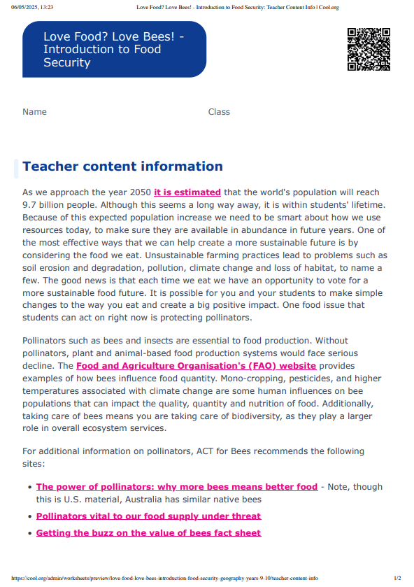 Sample Worksheet