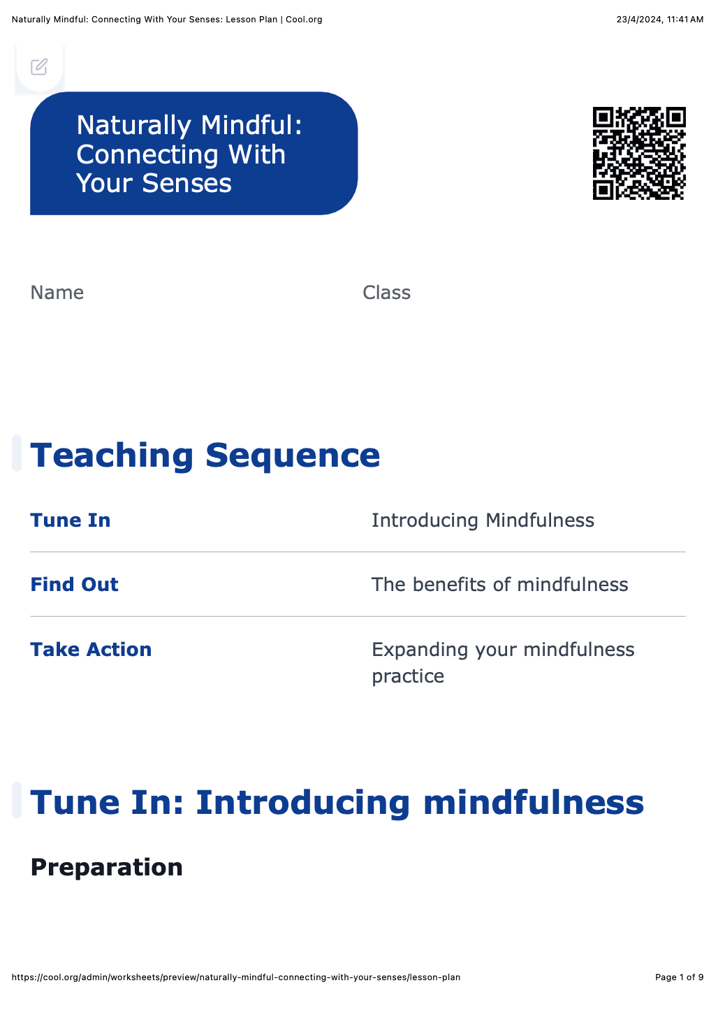 Sample Worksheet