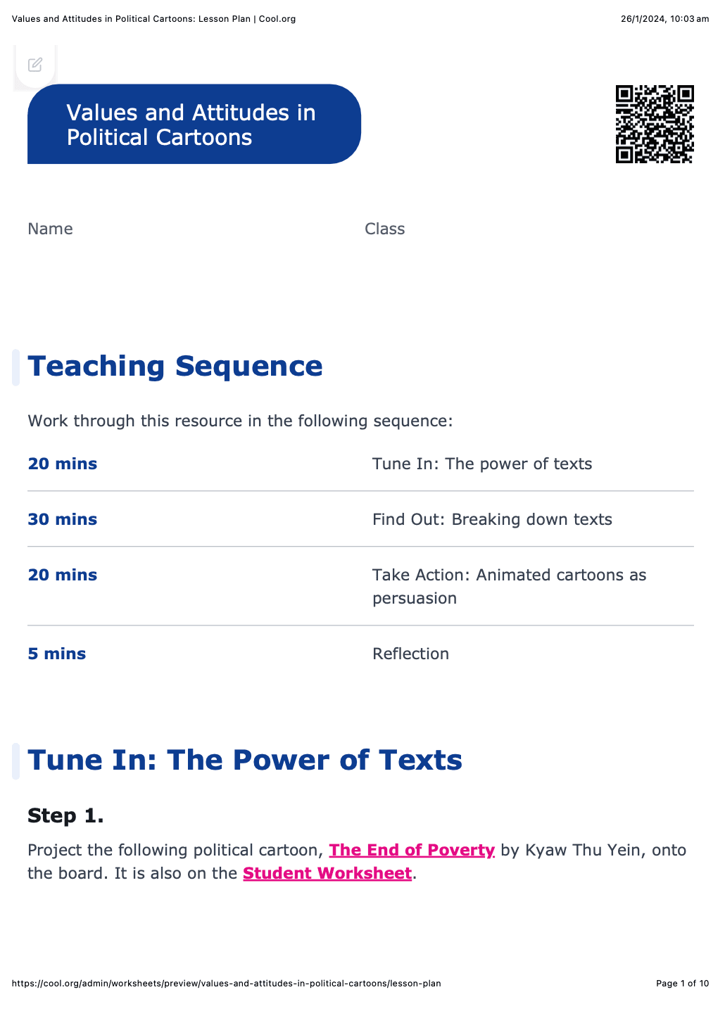 Sample Worksheet