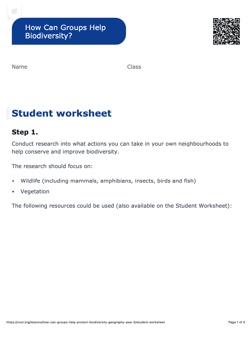 Sample Worksheet