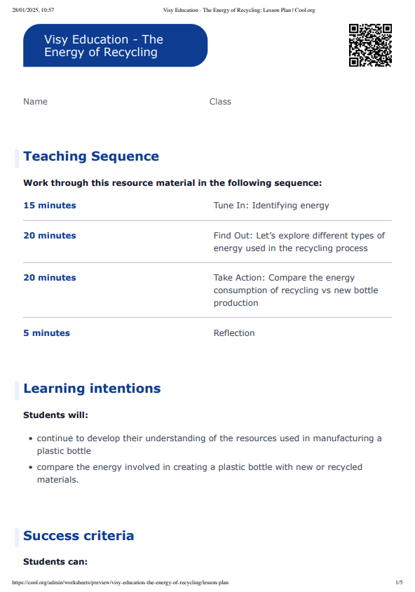 Sample Worksheet