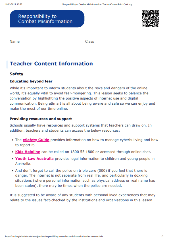 Sample Worksheet
