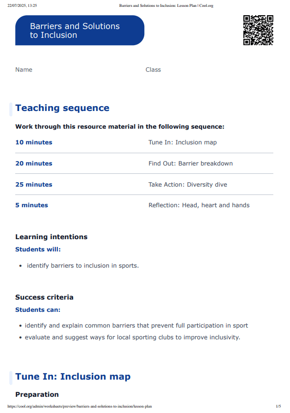 Sample Worksheet