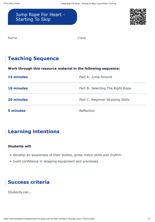 Sample Worksheet