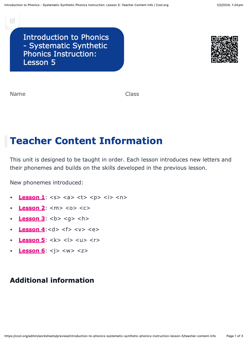 Sample Worksheet