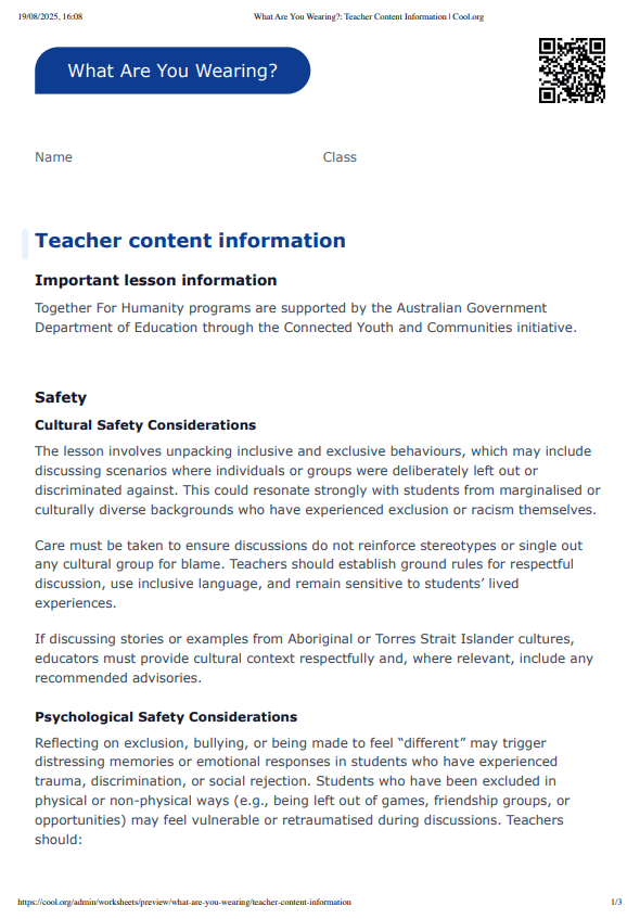 Sample Worksheet