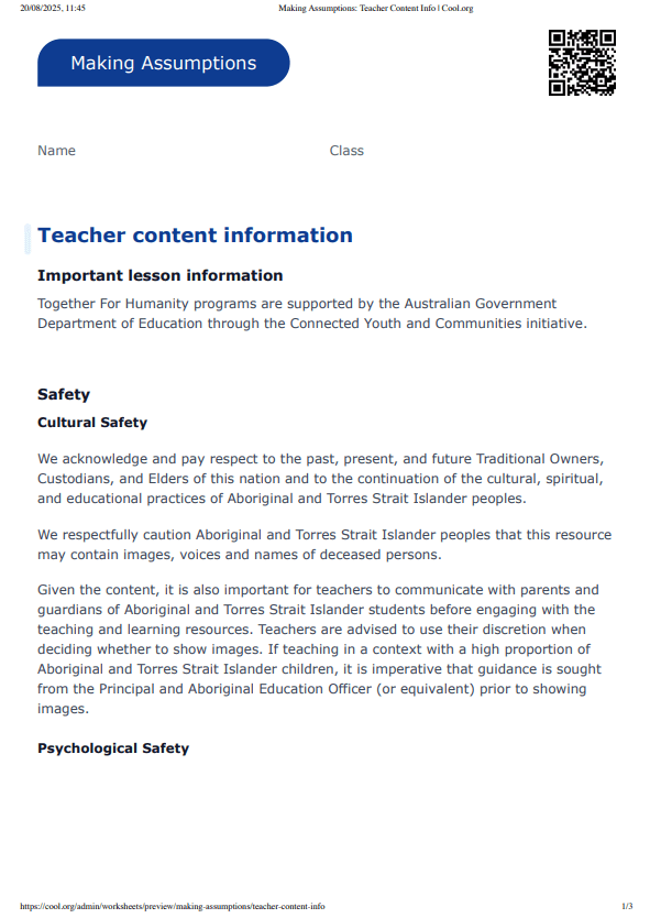 Sample Worksheet