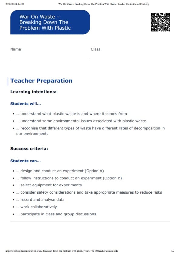 Sample Worksheet