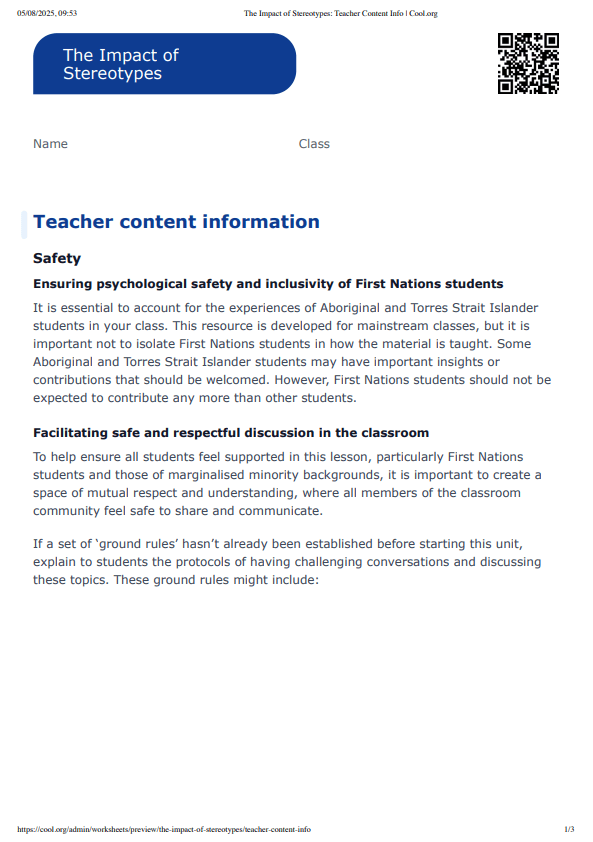Sample Worksheet