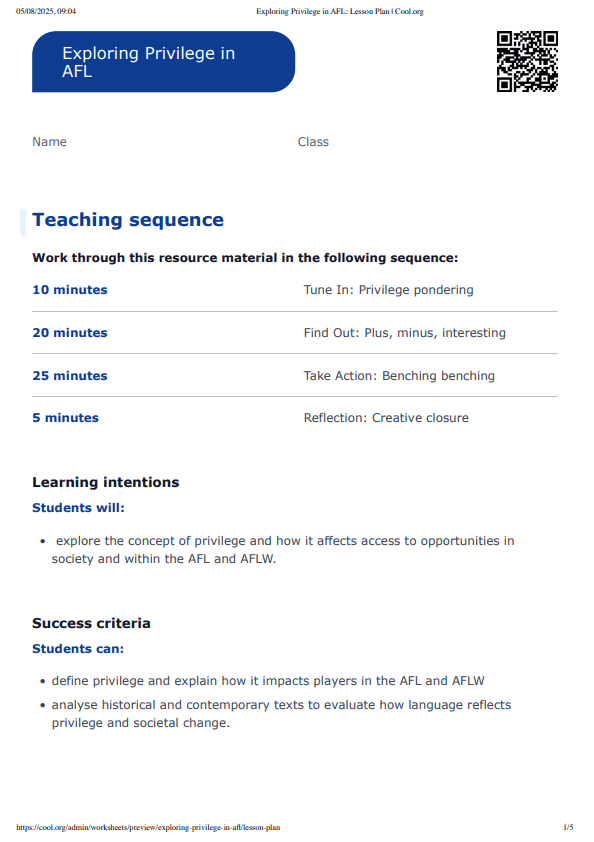 Sample Worksheet