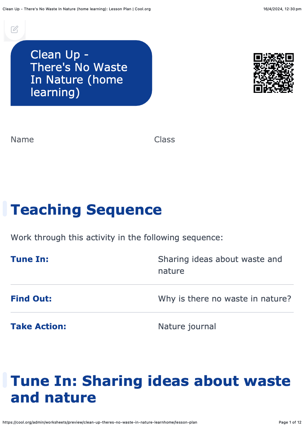 Sample Worksheet