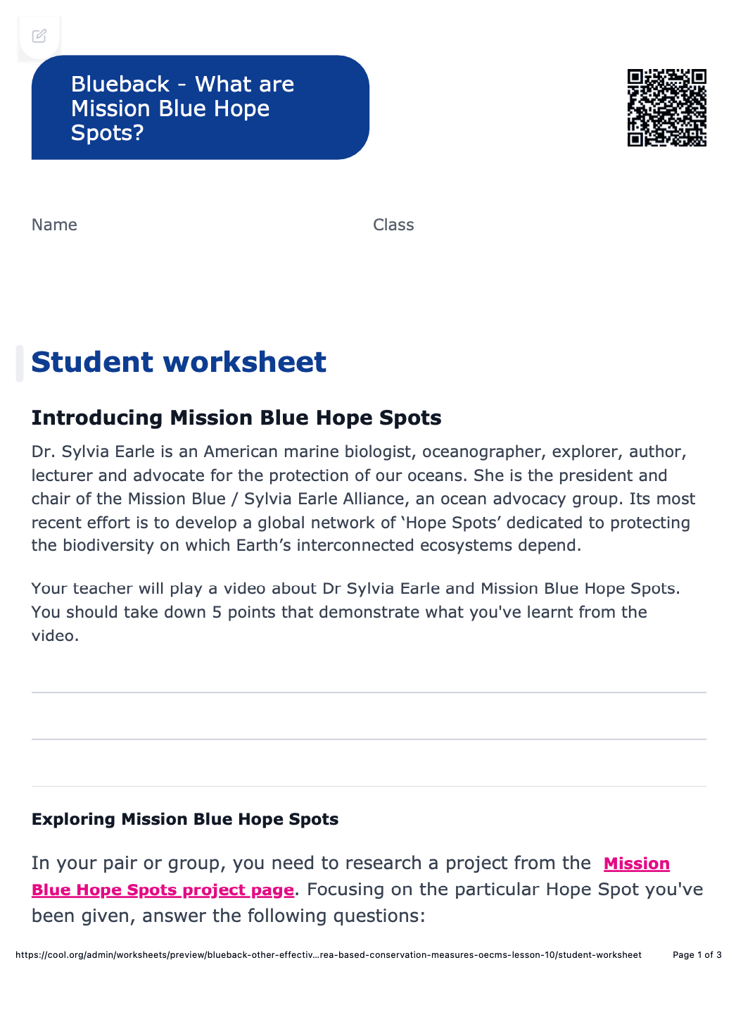 Sample Worksheet