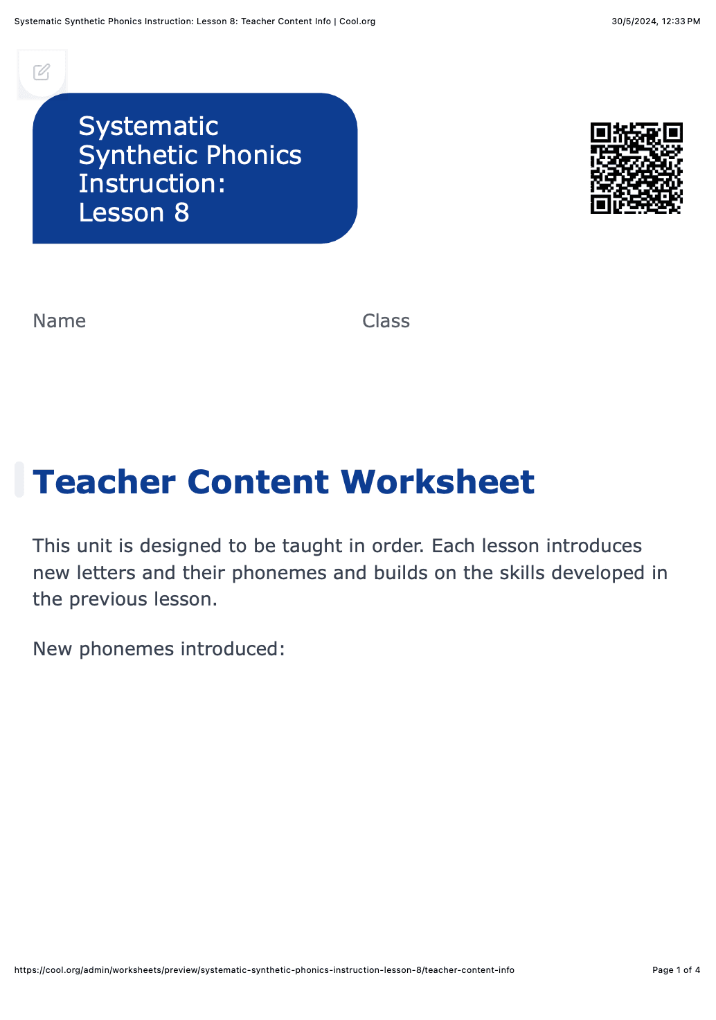 Sample Worksheet