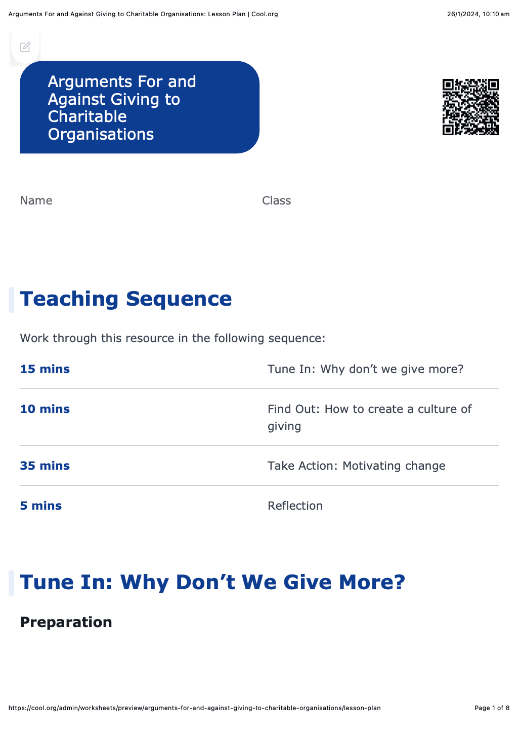 Sample Worksheet