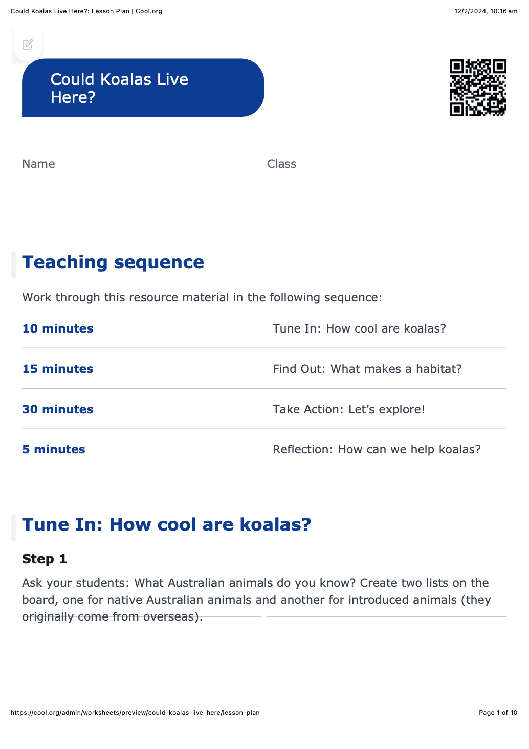 Sample Worksheet