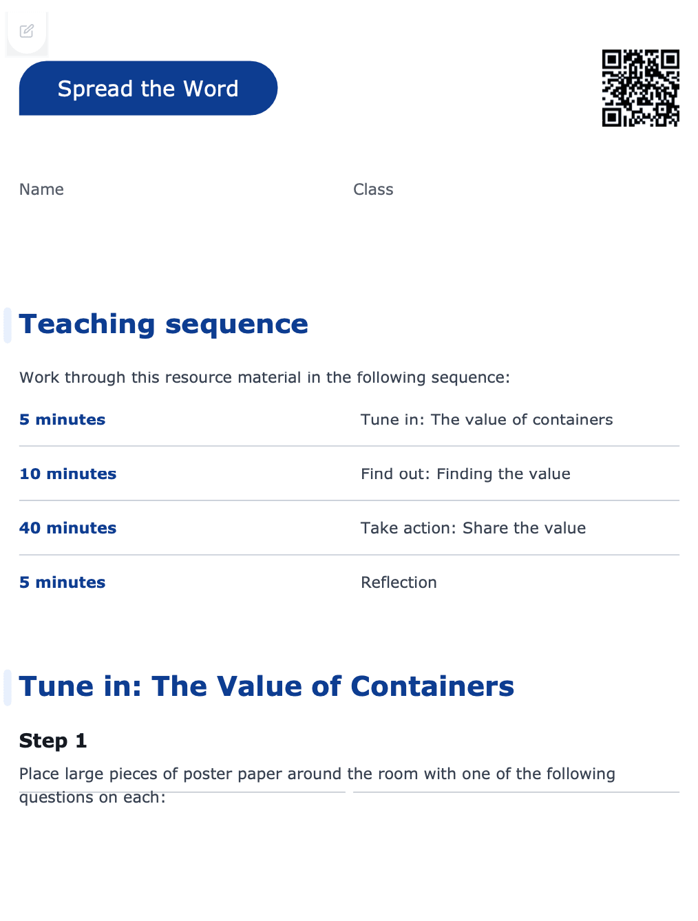 Sample Worksheet