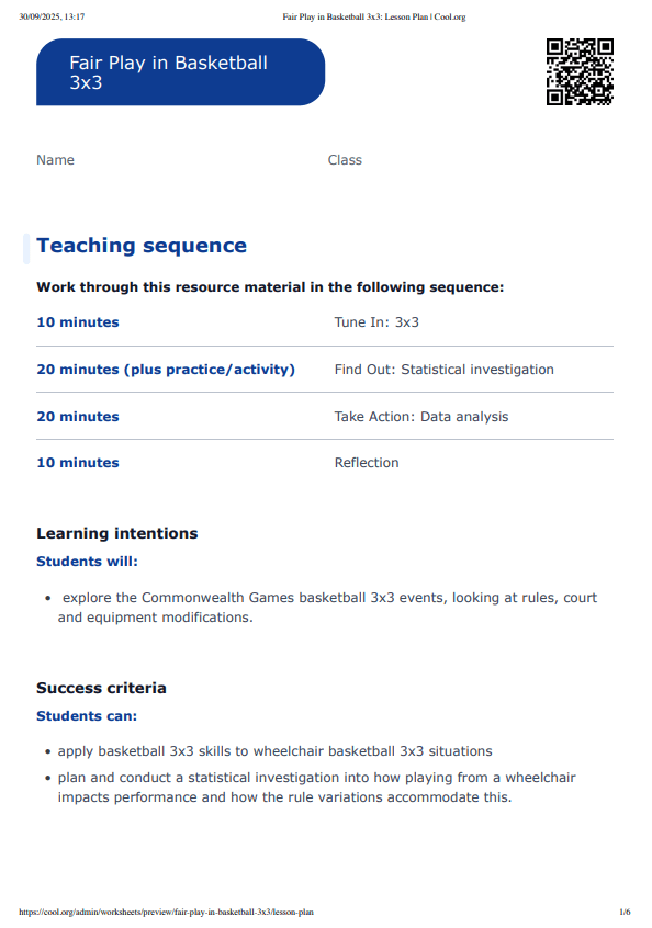 Sample Worksheet