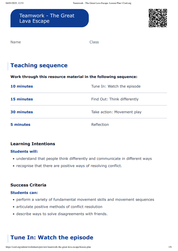 Sample Worksheet