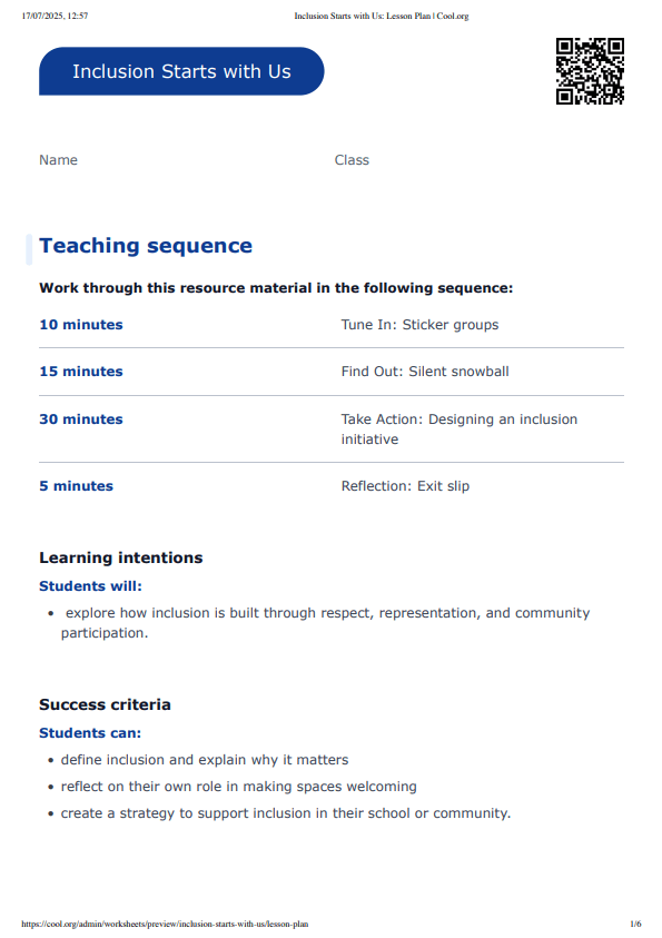 Sample Worksheet