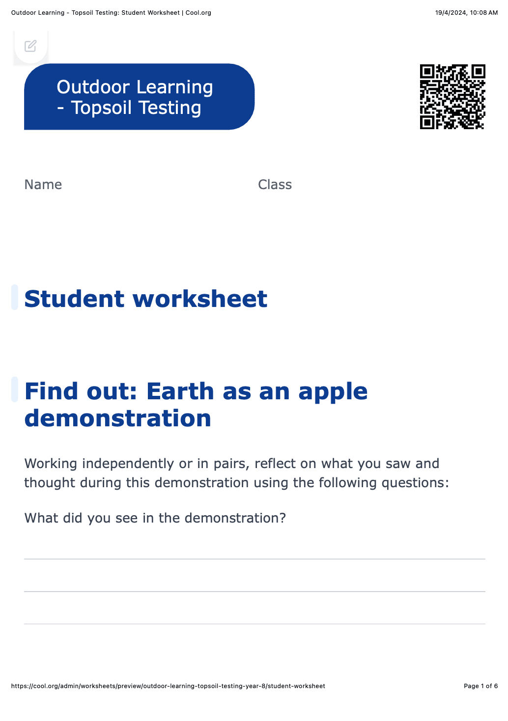 Sample Worksheet