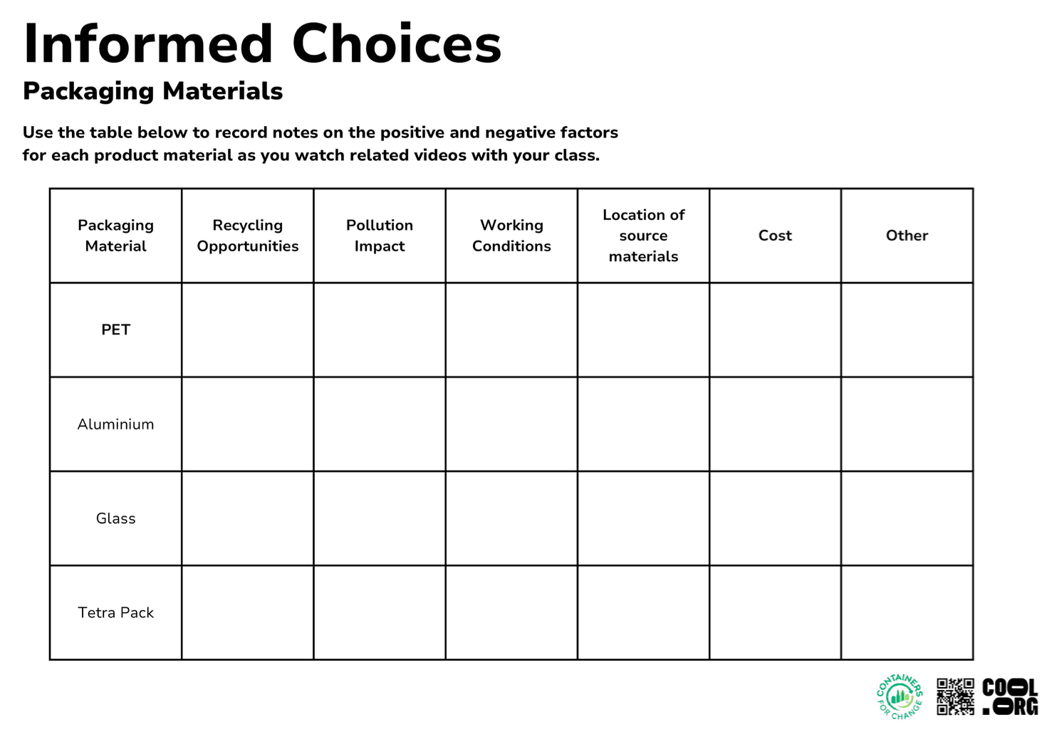 Sample Worksheet