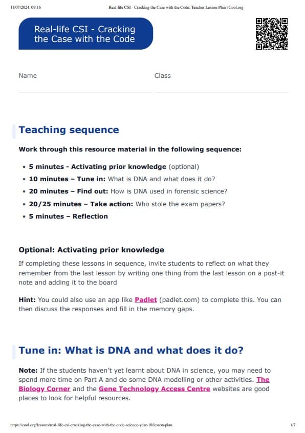 Sample Worksheet