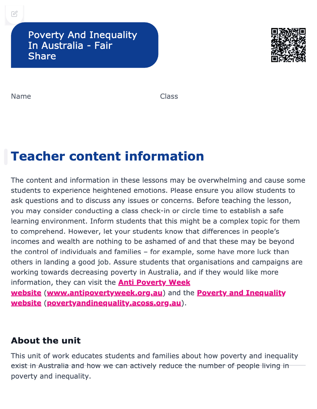 Sample Worksheet