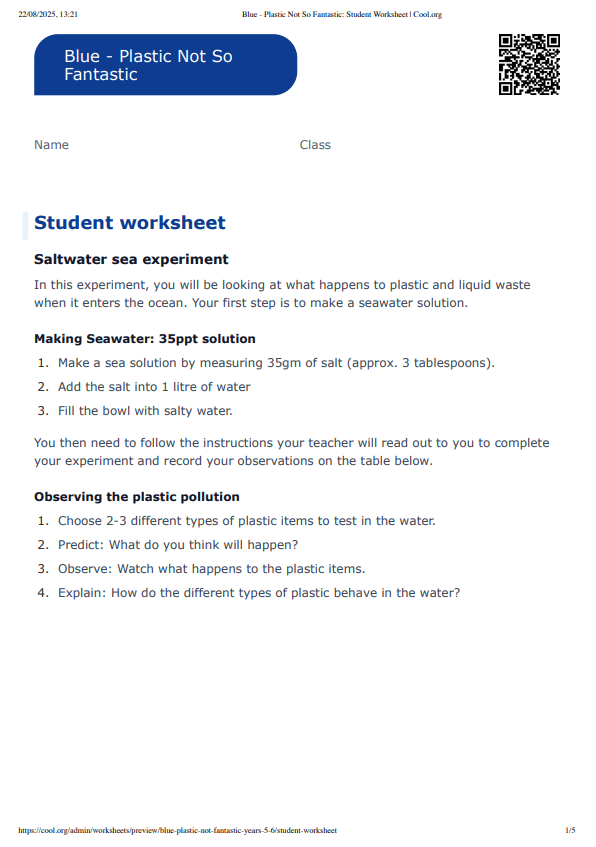 Sample Worksheet