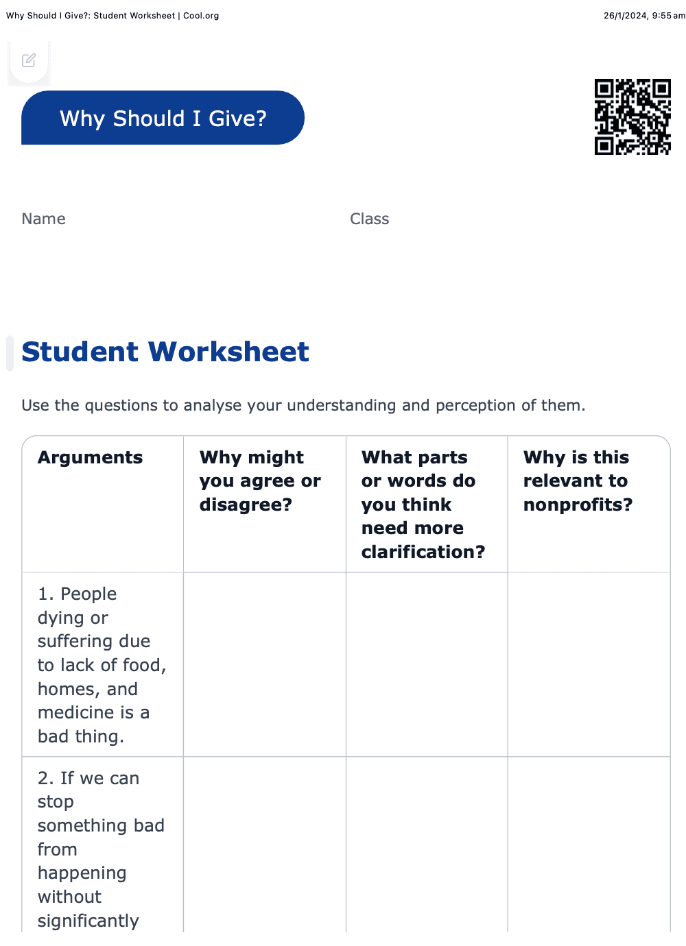 Sample Worksheet