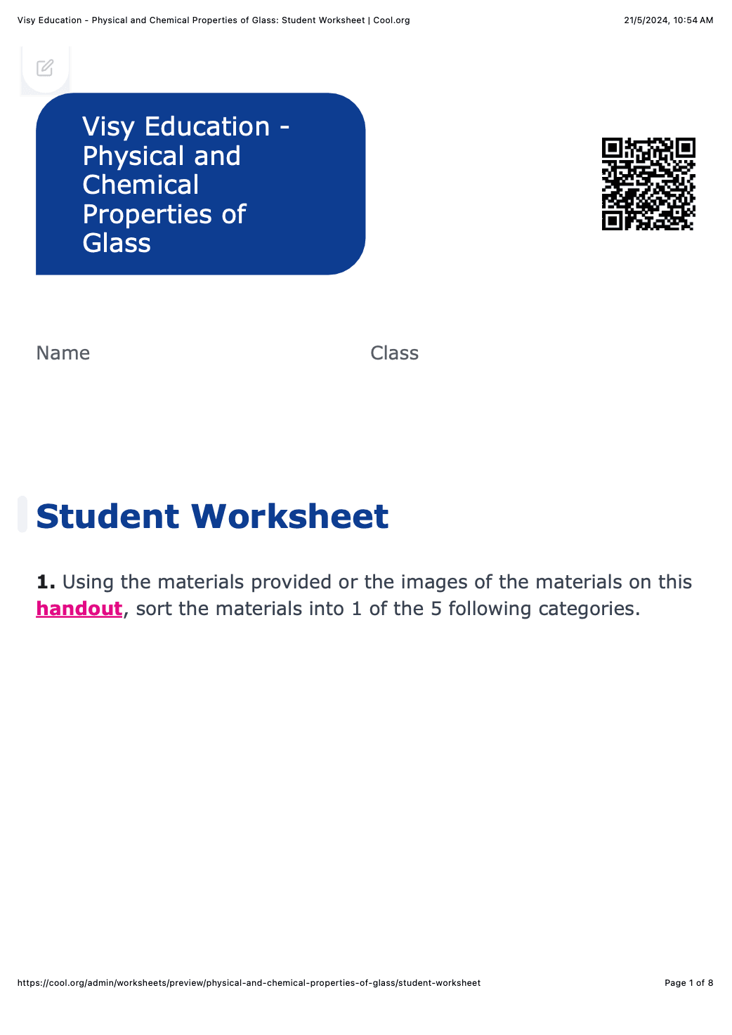 Sample Worksheet