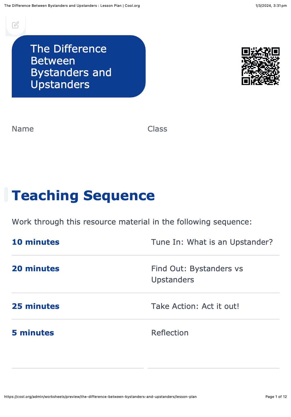Sample Worksheet