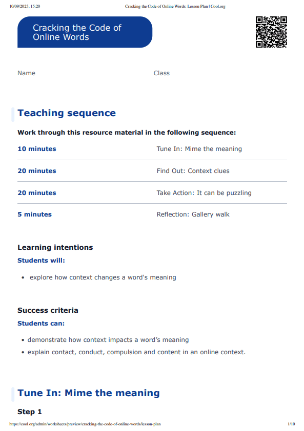 Sample Worksheet