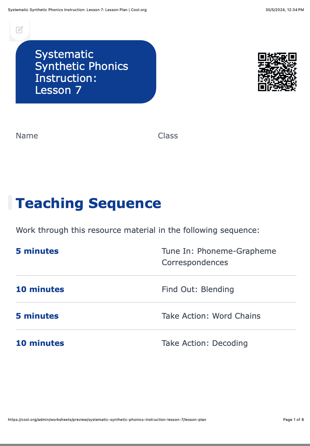 Sample Worksheet