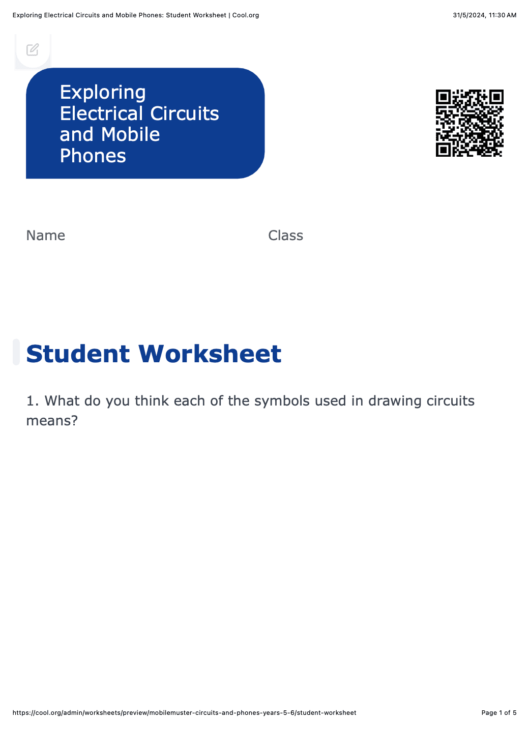 Sample Worksheet