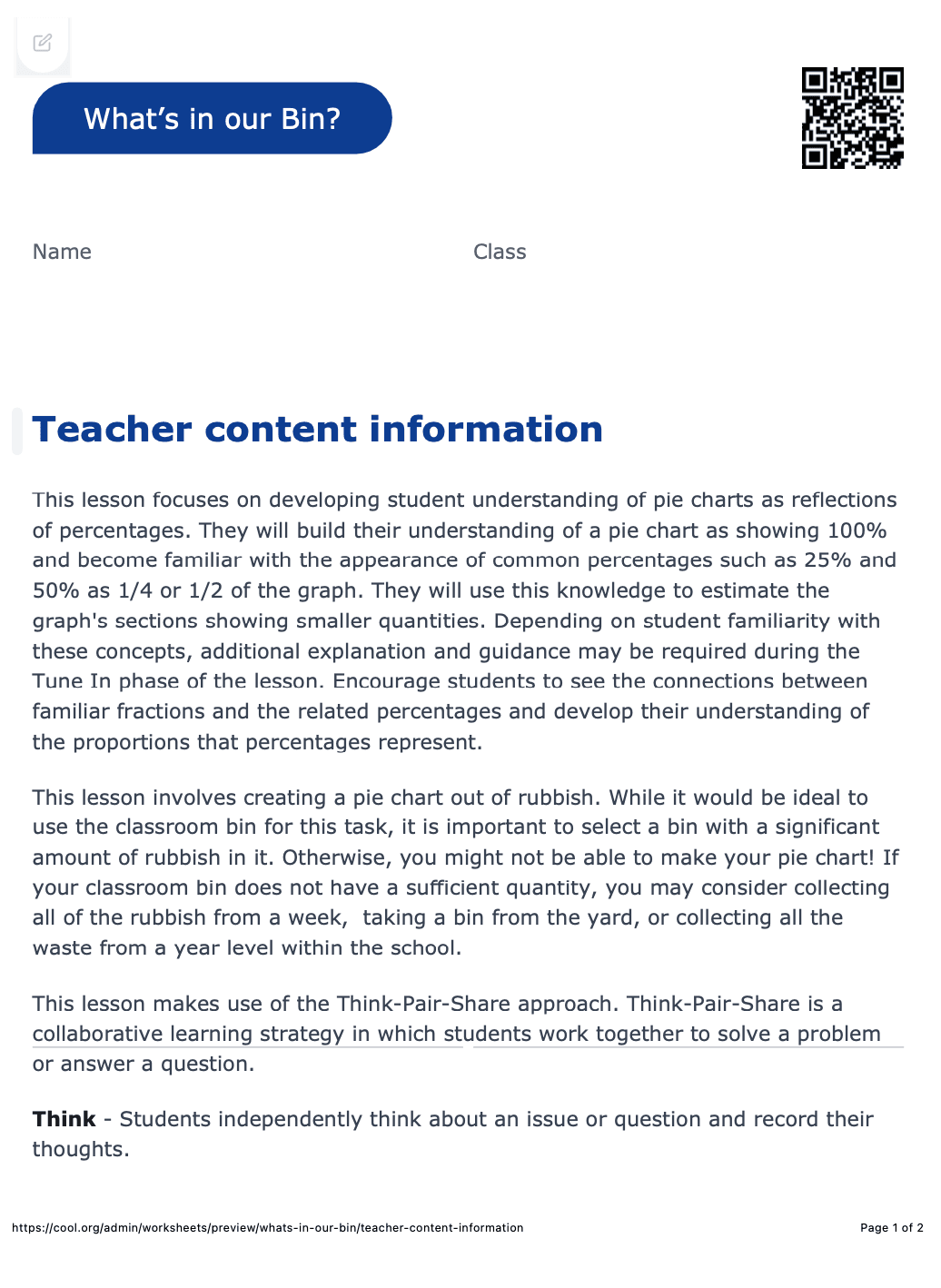 Sample Worksheet