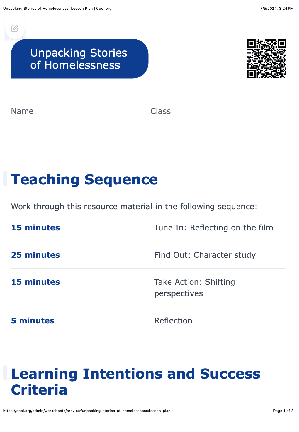 Sample Worksheet
