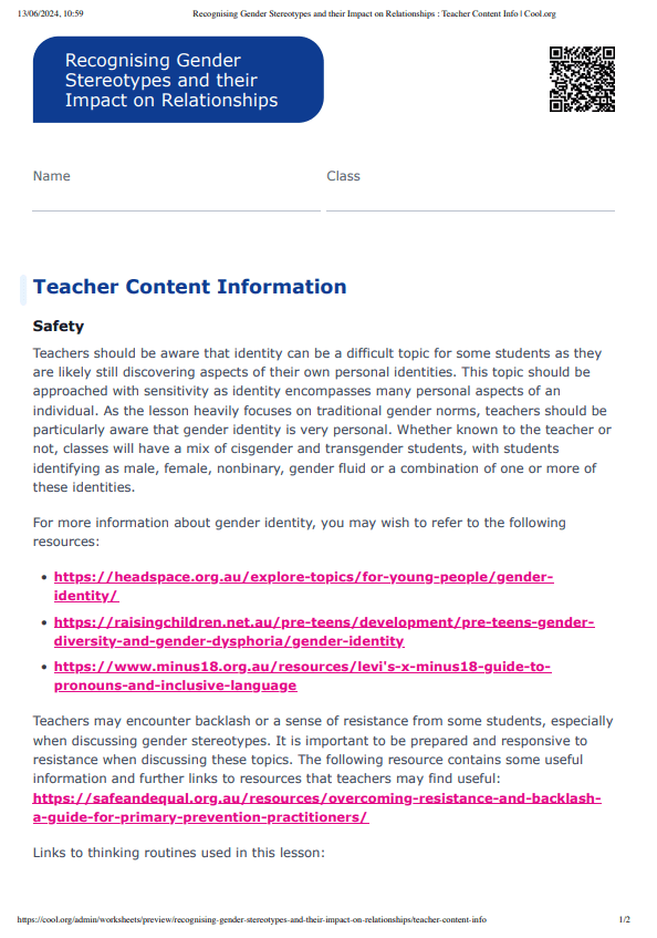 Sample Worksheet