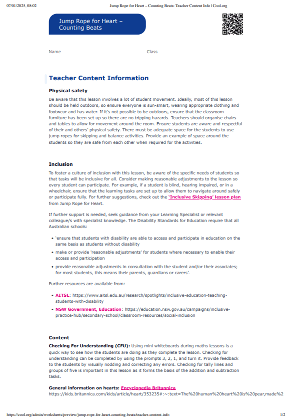 Sample Worksheet