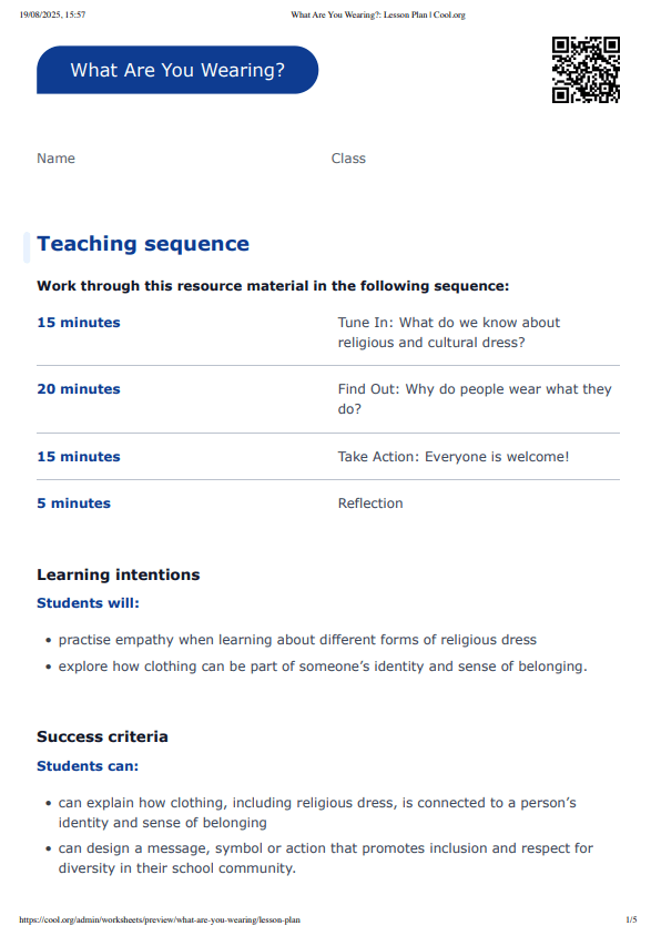 Sample Worksheet