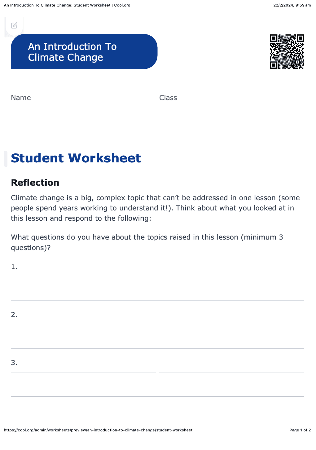 Sample Worksheet