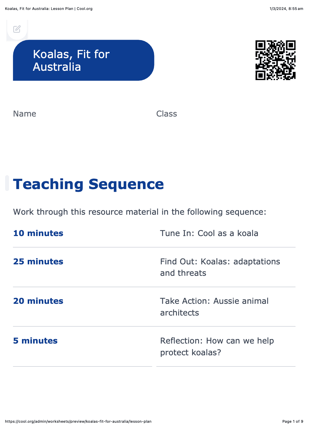 Sample Worksheet