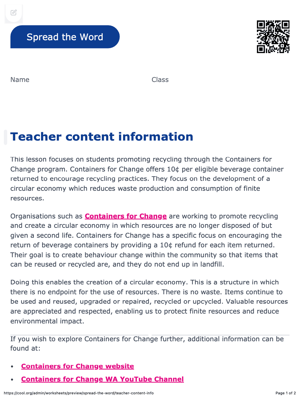 Sample Worksheet
