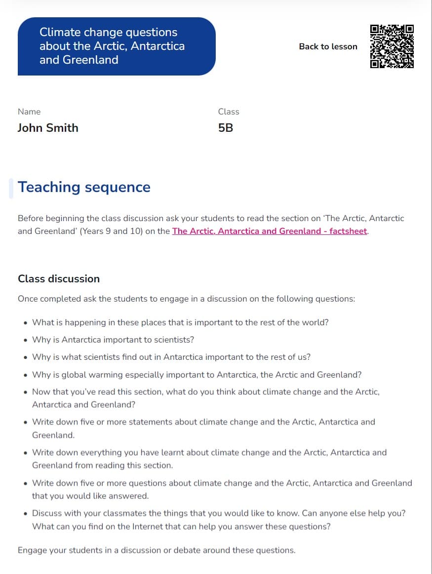Sample Worksheet